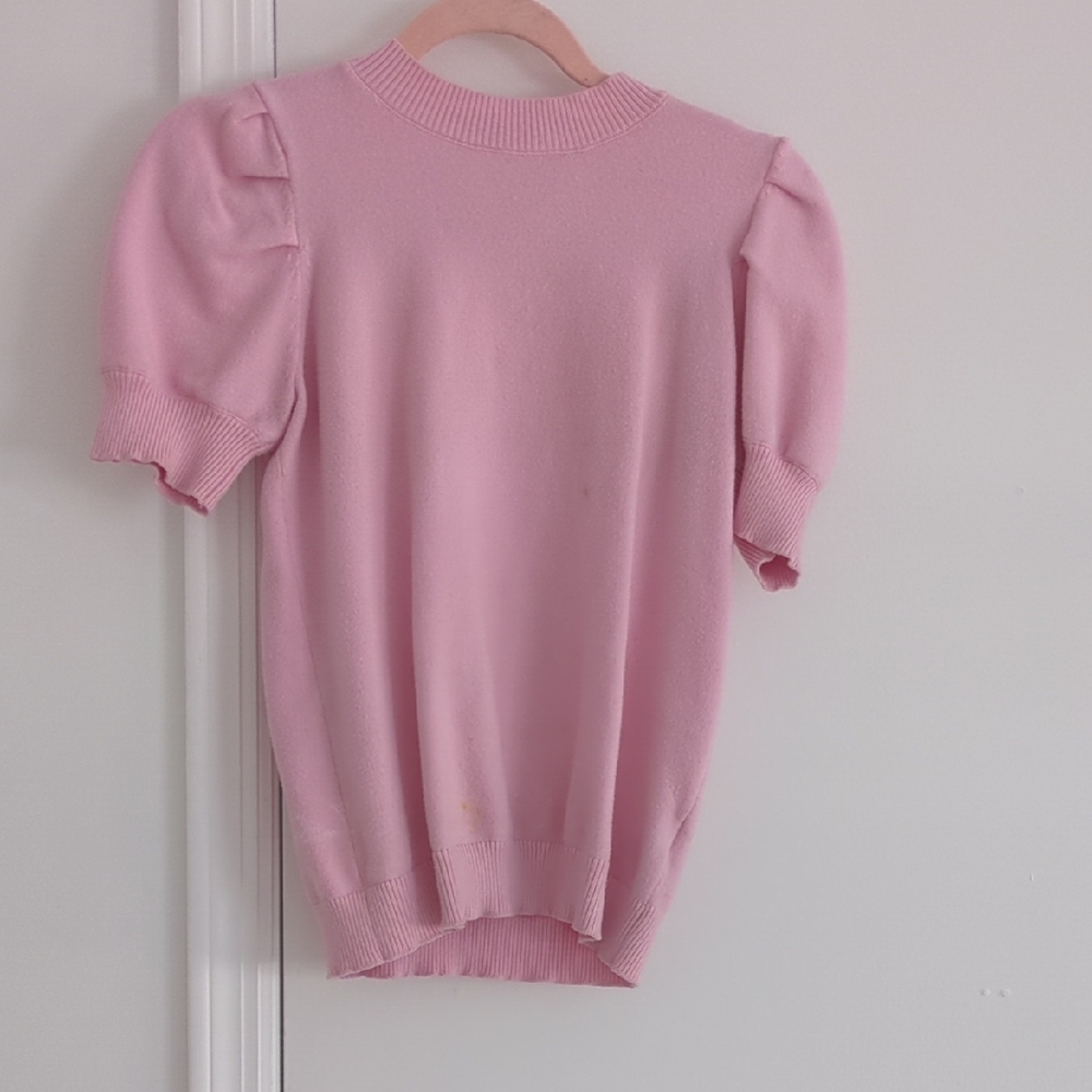 Pink Puff Sleeve Sweater